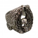 Массивный серебряный перстень "Череп с крыльями"